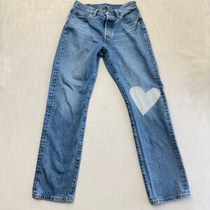 Levis 501 Original 150th Anniversary Edition Floral Heart Patch Jeans 28x32